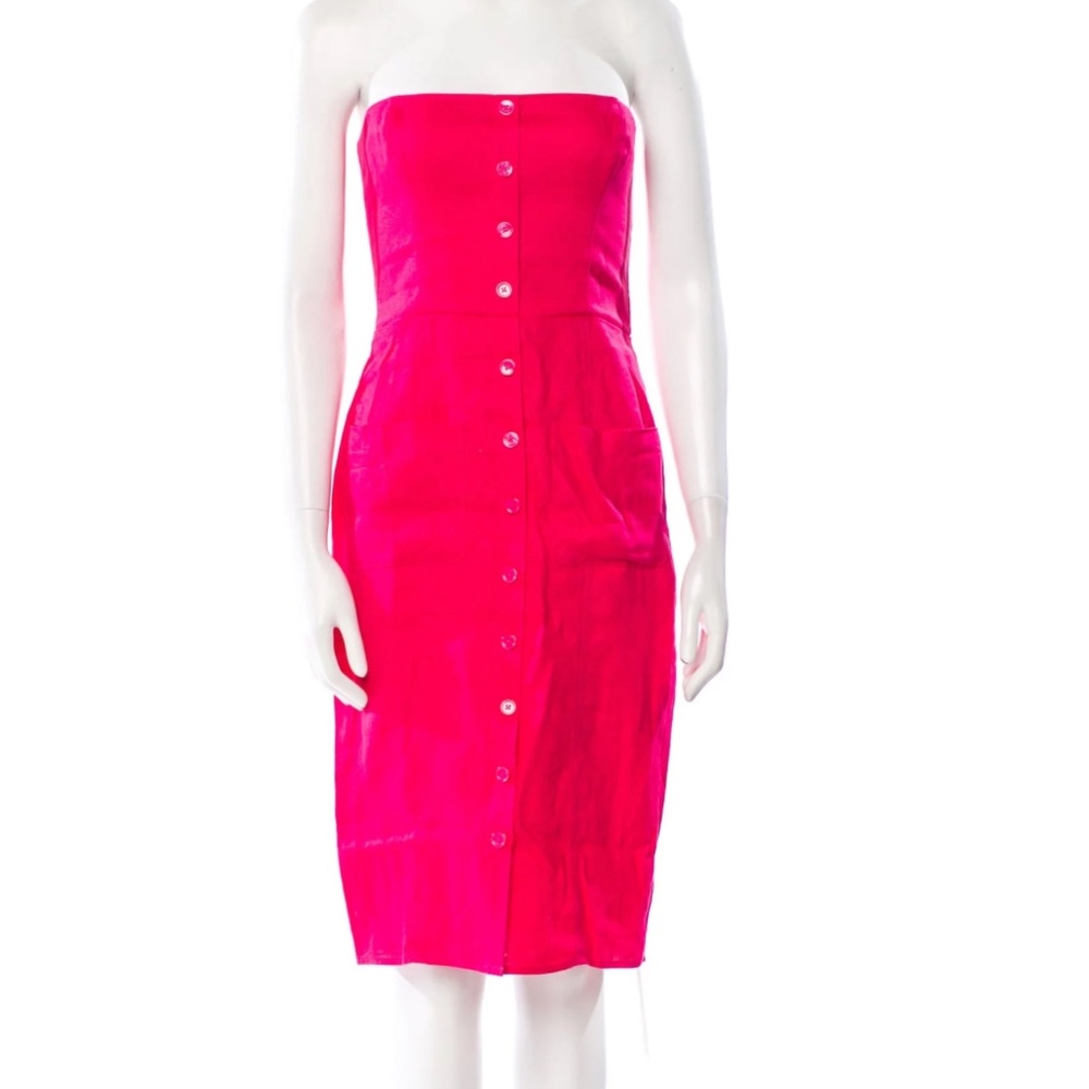 Reformation Pink Linen Prescott Dress, Size 4